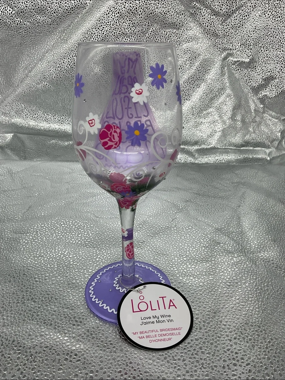 Lolita Love My Wine Pink Wine Glass - 'My Beautiful Bridesmaid'
